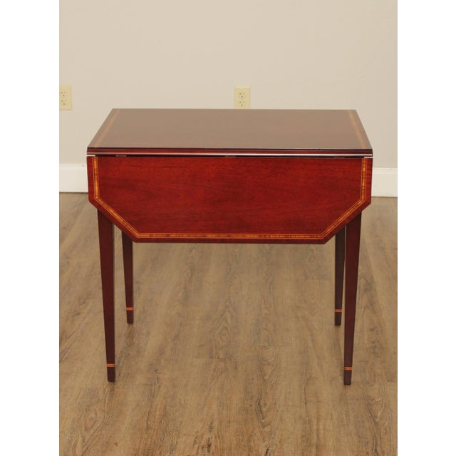 Kindel Federal Style Inlaid Mahogany Drop Leaf Pembroke Side Table For Sale - Image 10 of 13