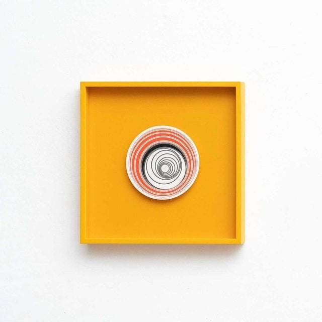 Marcel Duchamp Rotorelief, 1987 Konig Series 133. Framed Artwork in Yellow. Henri-Robert-Marcel Duchamp (French 28 July...