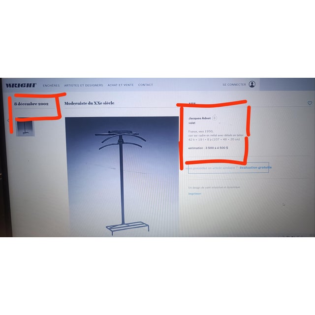 Leather Sheathed Bedroom Valet attributed to Jacques Adnet, 1950s For Sale - Image 13 of 14