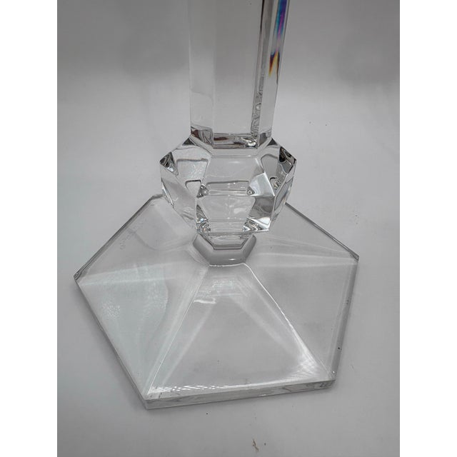 Transparent Late 20th Century Val Saint Lambert Crystal Candlesticks- a Pair For Sale - Image 8 of 10
