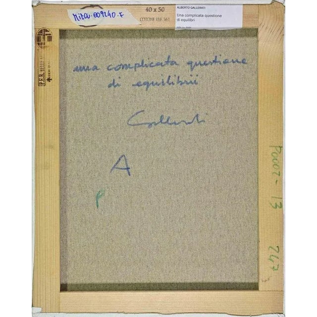 Modern Alberto Gallerati, A Complicated Question of Balance, Oil on Canvas, 1970s For Sale - Image 3 of 4