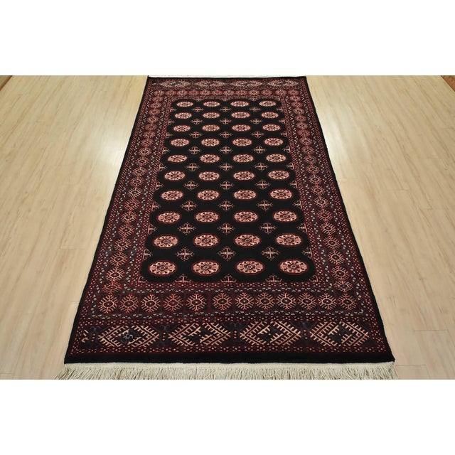 Farmhouse Bokhara Rug 5'4'' X 8'7'' Blue Wool Tribal Hand-Knotted Oriental Carpet For Sale - Image 3 of 13