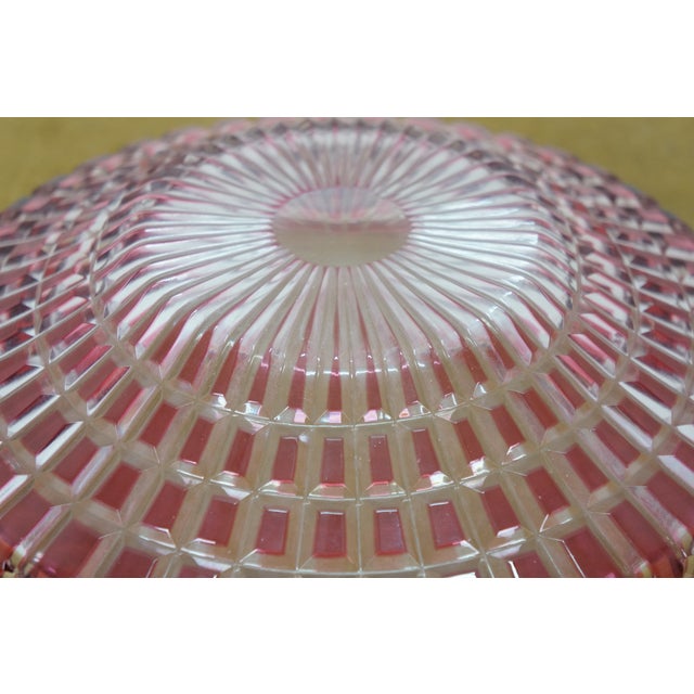 Early 20th Century Antique American Brilliant Cut to Clear Cranberry Fruit Bowl Compote 10" For Sale - Image 5 of 10
