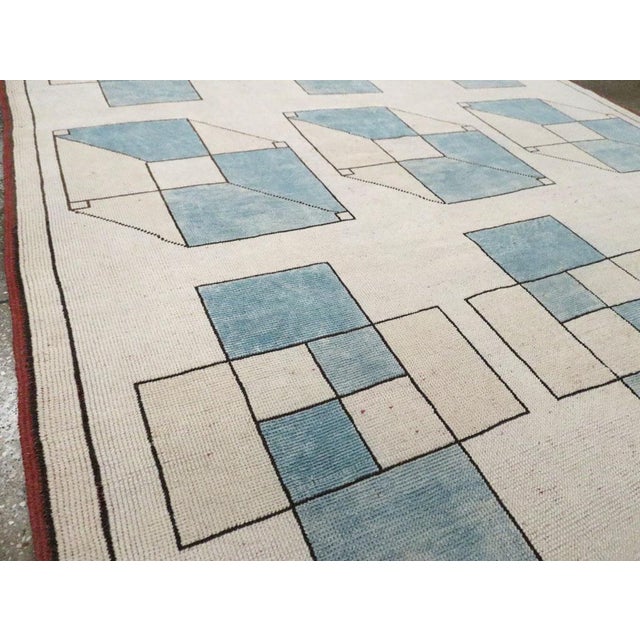 Mid 20th Century Galerie Shabab Collection Mid-20th Century Turkish Art Deco Style Accent Rug For Sale - Image 5 of 10