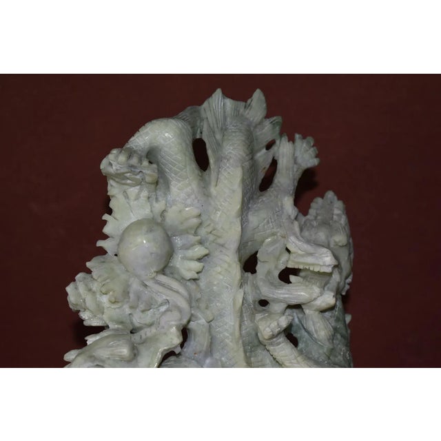 Vintage Carved Hardstone Sculpture Chinese Dragon Turtle Feng Shui Statue For Sale - Image 4 of 11