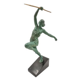 Art Deco Figurine of Amazon Woman Hunting by Fayral for Max Le Verrier, France, 1920s For Sale