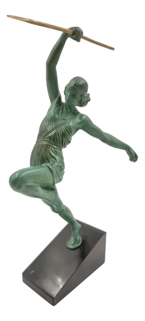 Art Deco Figurine of Amazon Woman Hunting by Fayral for Max Le Verrier, France, 1920s