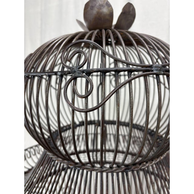 Metal Late 20th Century Architectural Birdcage on Stand, 60"h For Sale - Image 7 of 8