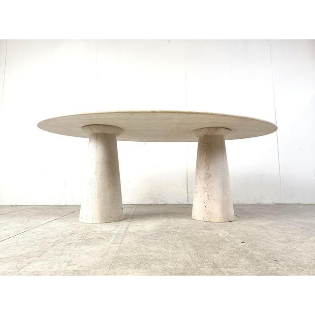Vintage Oval Travertine Dining Table, 1970s For Sale - Image 4 of 7