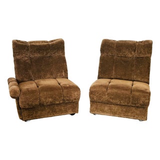Vintage Armchairs in Velvet, 1960s, Set of 2, For Sale