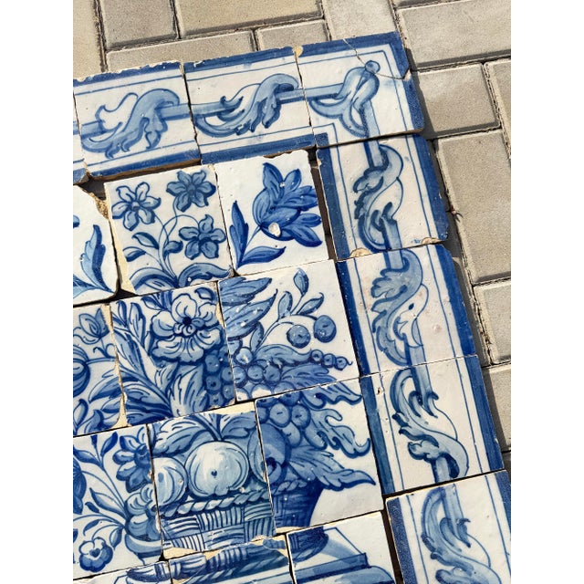 Antique 18th Century Portuguese Blue & White Abundance Basket Tile Panel For Sale - Image 10 of 16