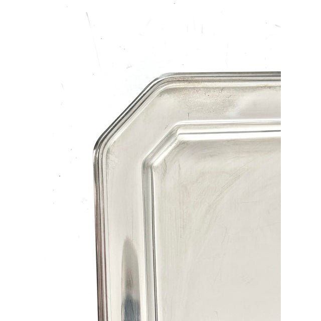 Italian Modernist Stainless Steel Tray – Georgian House Octagonal Serving Tray, Minimalist Bar Cart or Coffee Table Decor For Sale - Image 9 of 12