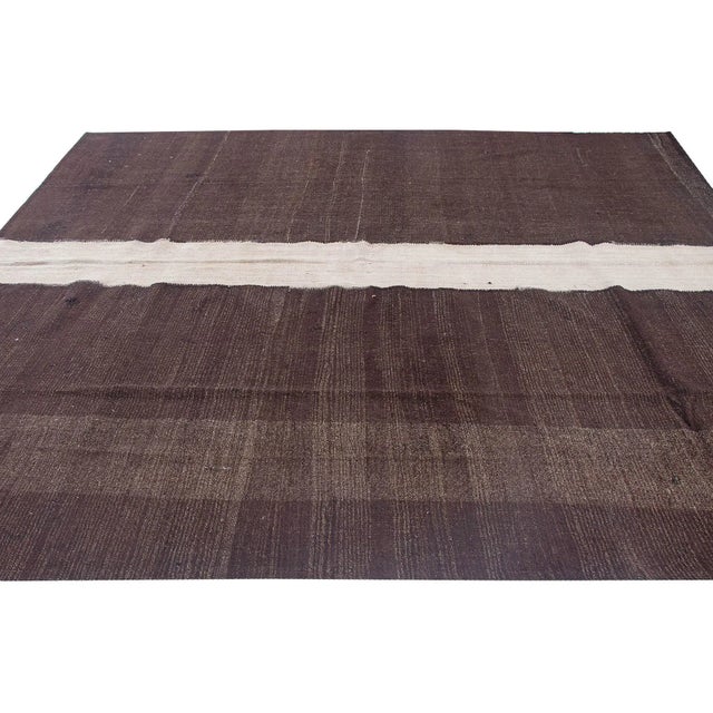 Mid-Century Modern Large Brown Vintage Modern Kilim Rug For Sale - Image 3 of 6