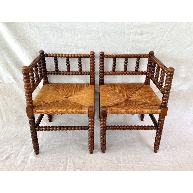 These are the best quality corner bobbin chairs I have ever found and a pair no less. The finish and patina on these...