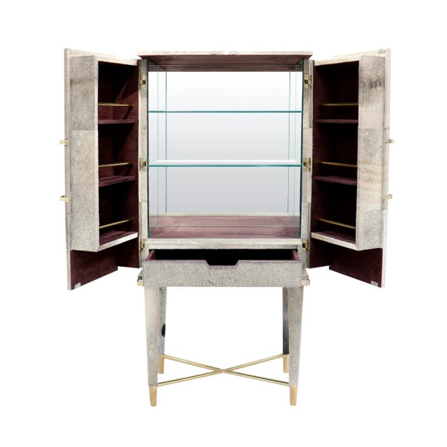 Safari Steel & Cowhide Bar Cabinet For Sale In New York - Image 6 of 12