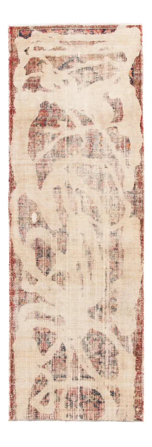 Early 20th Century Vintage Distressed Ivory Handmade Wool Runner