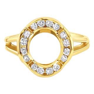 Flower Shaped Pearl Diamond Ring .37cttw 14k Yellow Gold, Size 5 For Sale