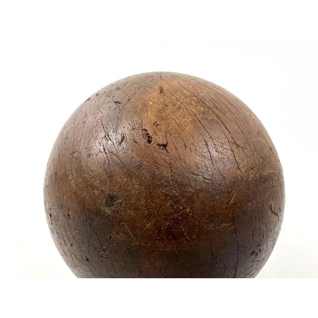 Wood Antique 17th Century Lignum Vitae Sphere For Sale - Image 7 of 9