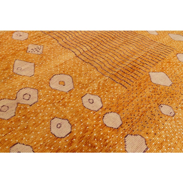 Contemporary Moroccan Style Hand-Knotted Wool Area Rug in Amber & Terracotta For Sale - Image 11 of 12