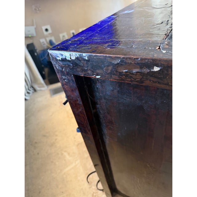 Black 1930s Chinese Black Chinoiserie Painted Cabinet, Adapted for Media For Sale - Image 8 of 13
