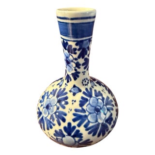 Late 20th Century Mini Royal Delft Blue and White Hand Painted Bud Vase For Sale