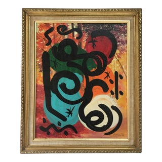 Mirovian Style 1976 Painting by Peter Keil - Framed For Sale