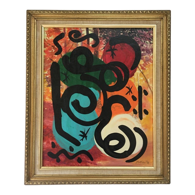 Mirovian Style 1976 Painting by Peter Keil - Framed For Sale