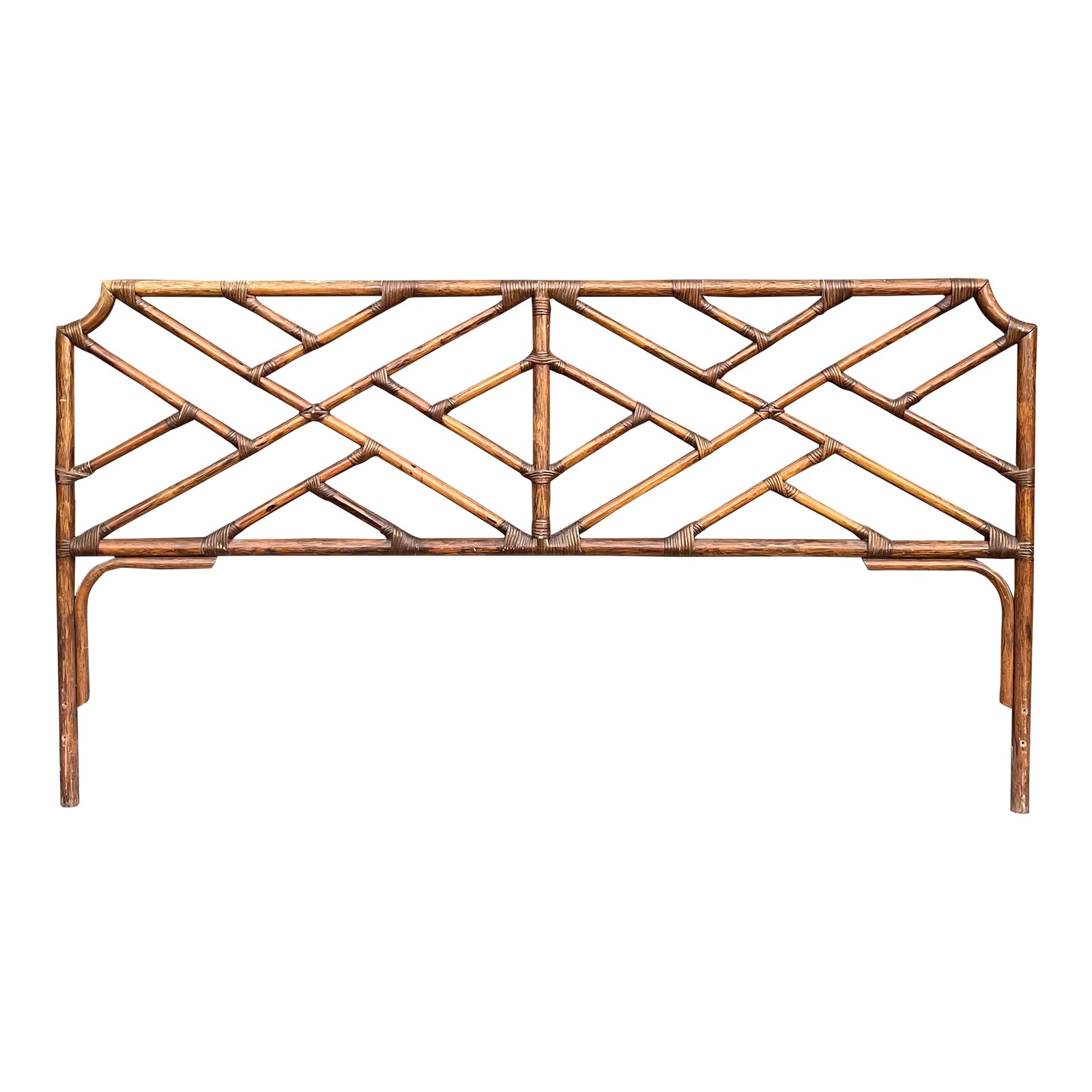 Vintage Chinese Chippendale King Size Rattan Headboard Chairish