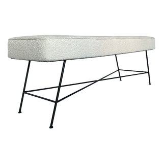 White Bouclé Bench, 1990s For Sale