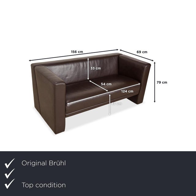 The Brühl Visavis leather two-seater in dark brown combines sophisticated design with exceptional comfort. The high-...