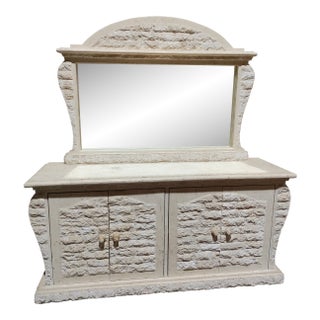 Mid 20th Century French Provincial Limestone Credenza With Mirror For Sale