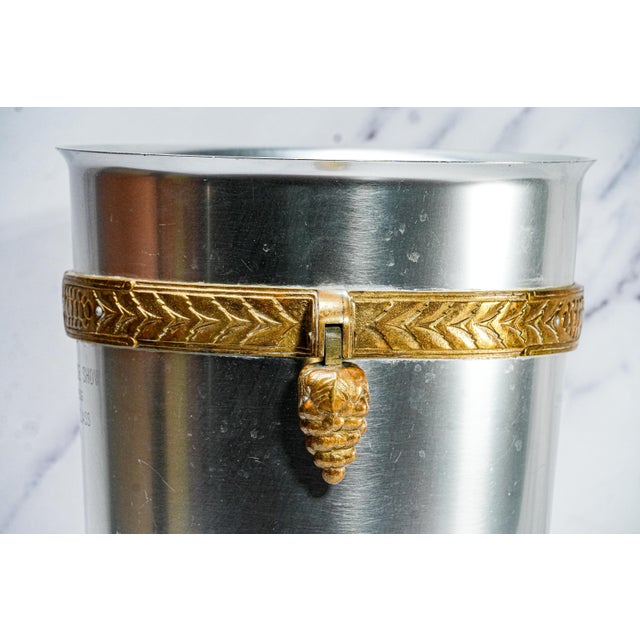 Silver 1930s Incredible Art Deco Antique Aluminum Brass Wine Cooler Ice Bucket Grape Design Trophy Presentation Horse Show For Sale - Image 8 of 12