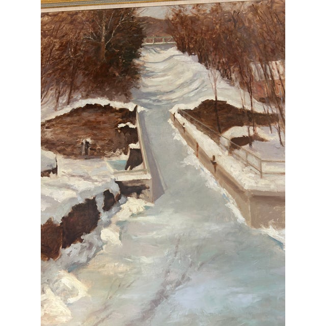 1980s Large Original Winter Scene by New Hope Impressionist Michael Autorino For Sale - Image 5 of 10