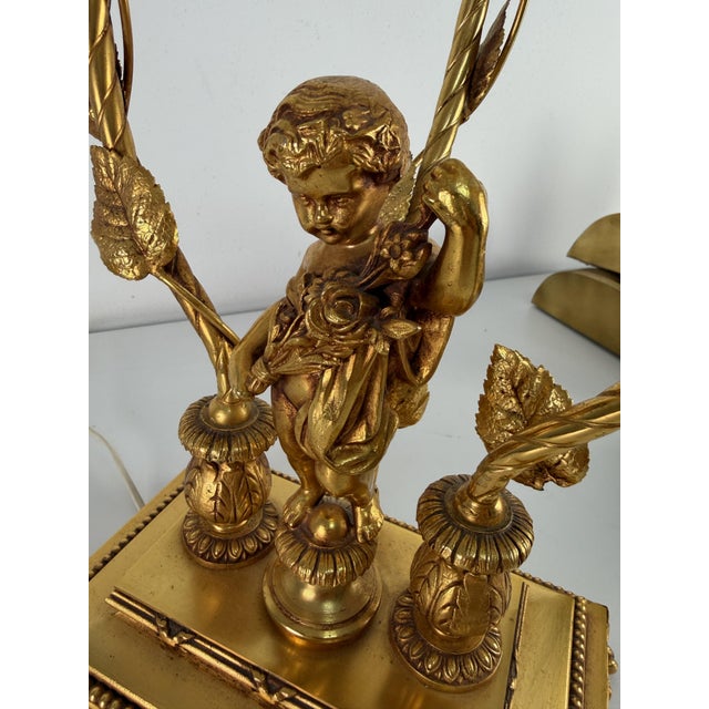 Gold Large Italian Art Nouveau Three-Light Table Lamp in Gilded Bronze and Murano Glass, 1980s For Sale - Image 8 of 15