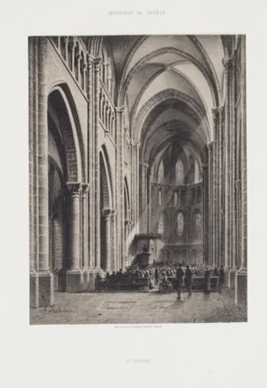 Antonio Fontanesi - Interior of Geneve - Original Lithograph - 19th Century