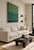 This contemporary abstract painting explores the serene richness of green through a restrained composition of layered...