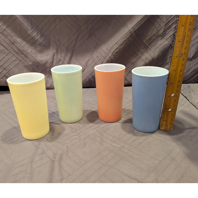 Blue Vintage 1940s Hazel-Atlas "Moderntone" Platonite Pastel 9 Oz Tumblers - Set of 4 For Sale - Image 8 of 8
