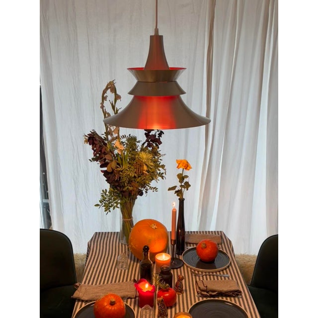 Metal Pendant Lamp attributed to Bent Nordsted for Lyskær, 1970s For Sale - Image 7 of 10