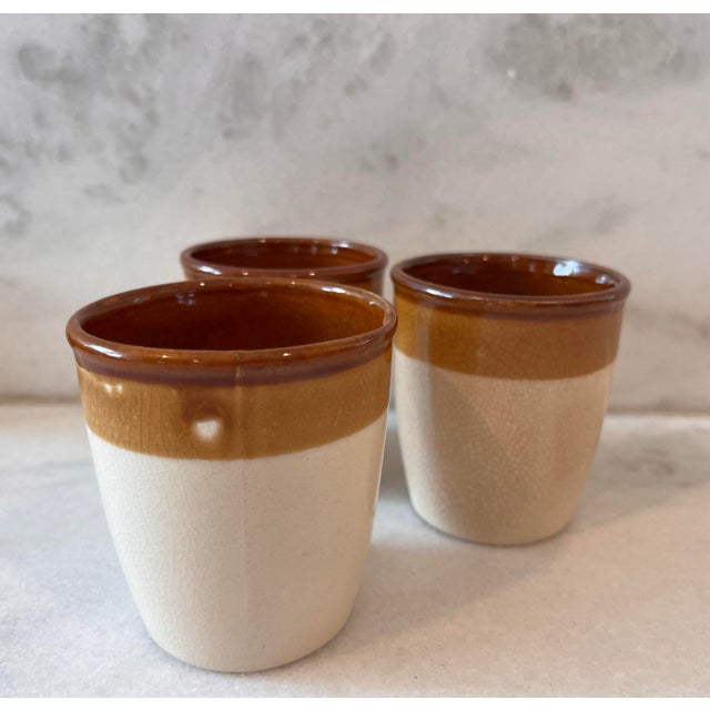 Set of 5 Vintage Brown Band Crock Cups For Sale - Image 4 of 8
