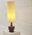 Mid century scandinavian ceramic pottery lamp, with glazed parts. A High neutral shade on top of the reddish brown base...