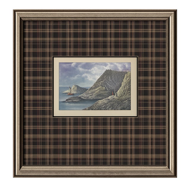 Late 19th Century Late 19th Century Hand-Colored Scottish Highland Miniatures Custom Framed Watercolors Inspired by Historic Western Highland Views - Set of 7 For Sale - Image 5 of 8