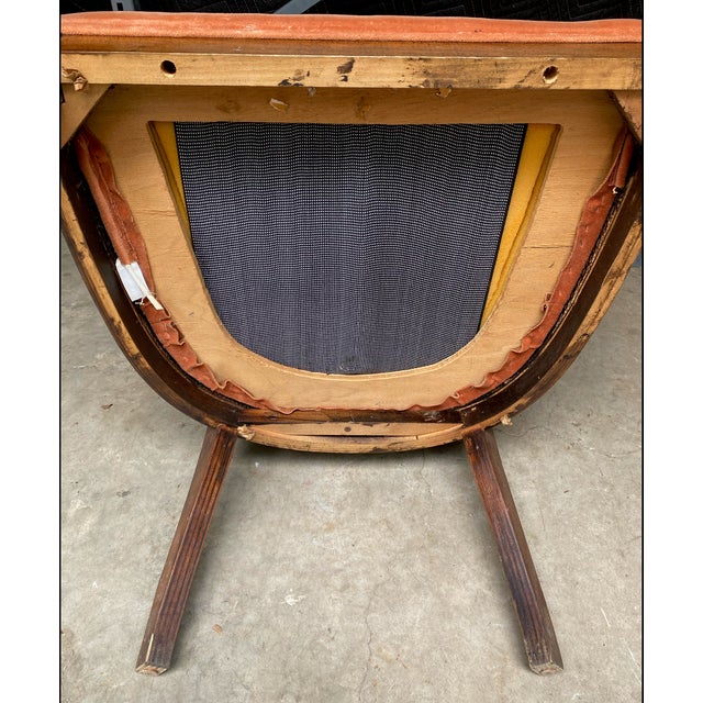 Vintage Dusty Rose Upholstered Cane Back Barrel Accent Chair For Sale - Image 11 of 11