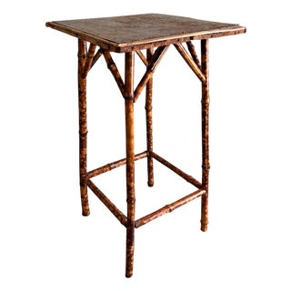 Antique English Tortoiseshell Bamboo Tall Side Table or Plant Stand, Circa 1900 For Sale