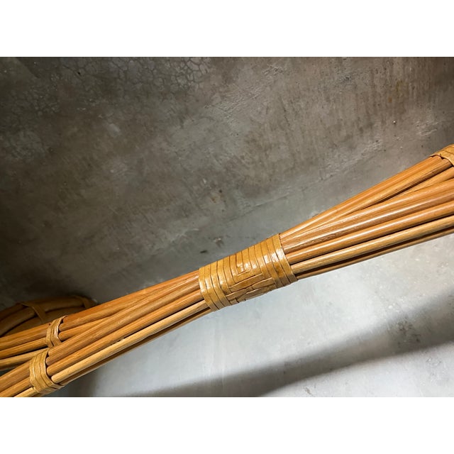 Boho Chic McGuire Style Rattan Glass Top Dining Table For Sale In West Palm - Image 6 of 10