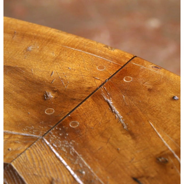 Chestnut French Louis XIII Inlaid Walnut, Chestnut, Burl, Elm and Oak Round Dining Table For Sale - Image 8 of 9