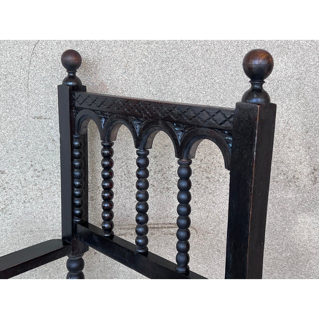 Wood 20th Century Pair of Catalan Throne Armchairs in Walnut and Caned Seats For Sale - Image 7 of 12