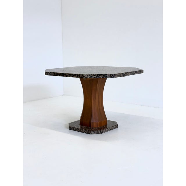 Mid-Century Modern Art Deco Dining Table with Octagonal Granite Top, 1950s For Sale - Image 3 of 10