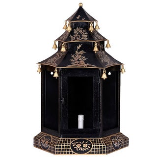 Black & Gold Pagoda Sconce For Sale