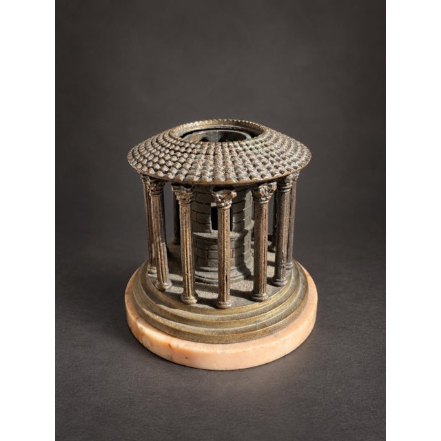 Grand Tour Mid 19th Century Grand Tour Bronze Temple of Hercules Victor Architectural Model on Marble Base For Sale - Image 3 of 6