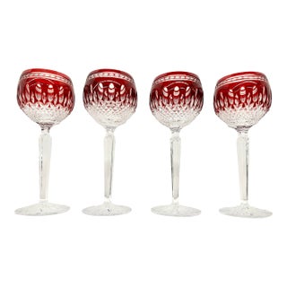 Vintage Waterford Crystal Clarendon Ruby Wine Hock Glasses - Set of 4 For Sale